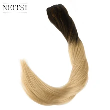 Best Price Neitsi Straight Double Drawn Remy Human Hair Weave Extensions 22" 55cm 100g/pc Natural Hair Weft Bundles Balayage Colored