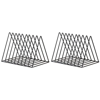 

Triple-cornered Simple Wrought Iron Desktop Storage Rack Shelf File Magazine Bookend Office Rack Stationery Organizer Holder 2 P