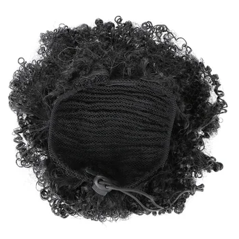

1pc Realistic Bouffant Short Wig Fashion Afro Kinky Hair Wigs Synthetic Hair Hood(Black)