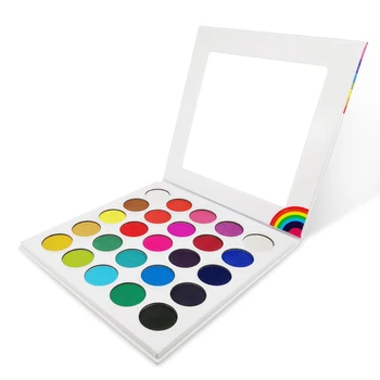 

1 Piece 25 Colors Best Neon Rainbow Eyeshadow Palettes Private Label Yellow Eye Shadow Pigment Custom Logo No Brand Sample
