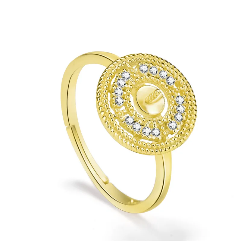 style 4 Gold Высококачественное серебряное жемчужное кольцо из стерлингового серебра 925 пробы, пустая основа, аксессуары, Простые Модные украшения DIY для женщин, подарок на праздник - Цвет: style 4 Gold