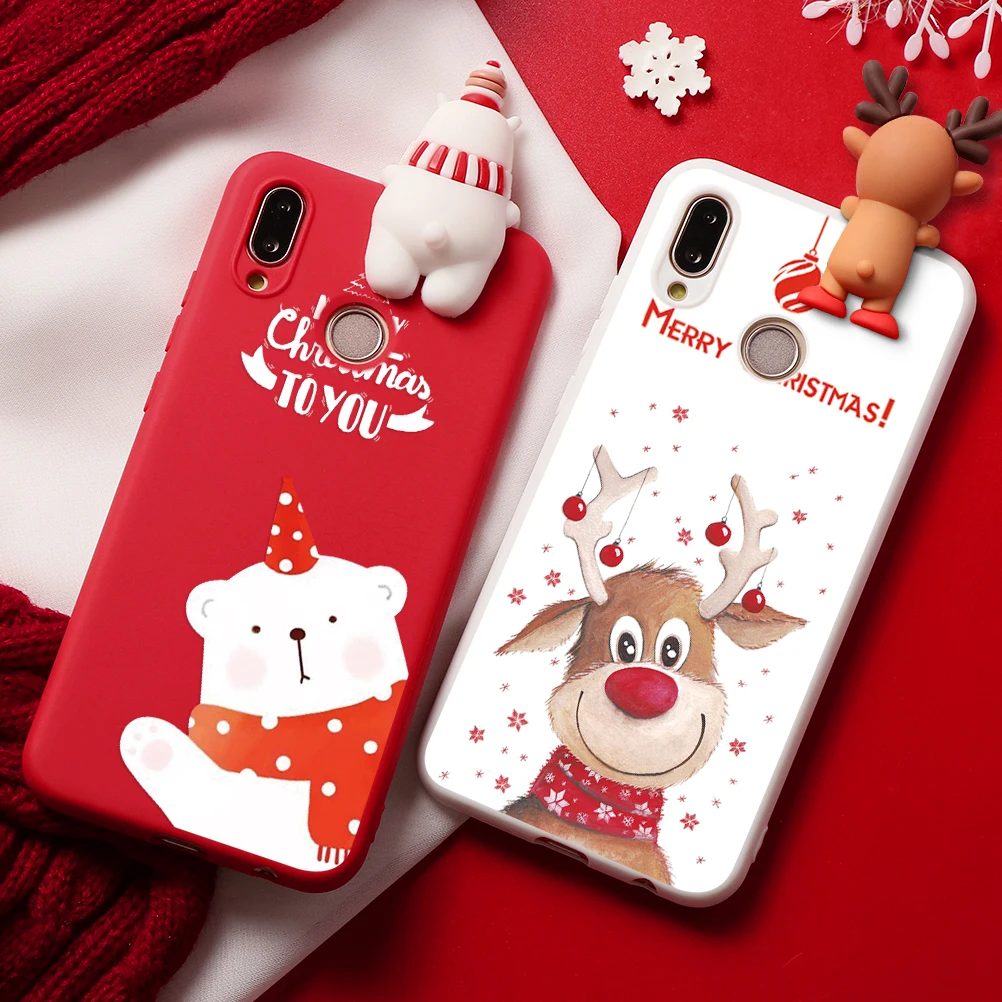 

Christmas Case For Huawei Mate 20 10 30 Honor 8X 9X 10 20 9 Pro Lite 10i Y5 Y6 Y9 Y7 Prime Pro 2018 2019 Cartoon Deer Bear Coque