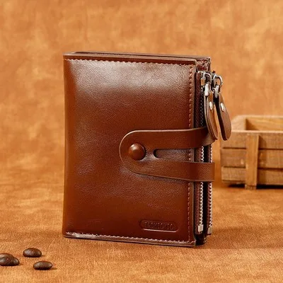 Business men's money clip multi card wallet short money clip retro wallet money multi-function fold purse zipper card wallet new photo