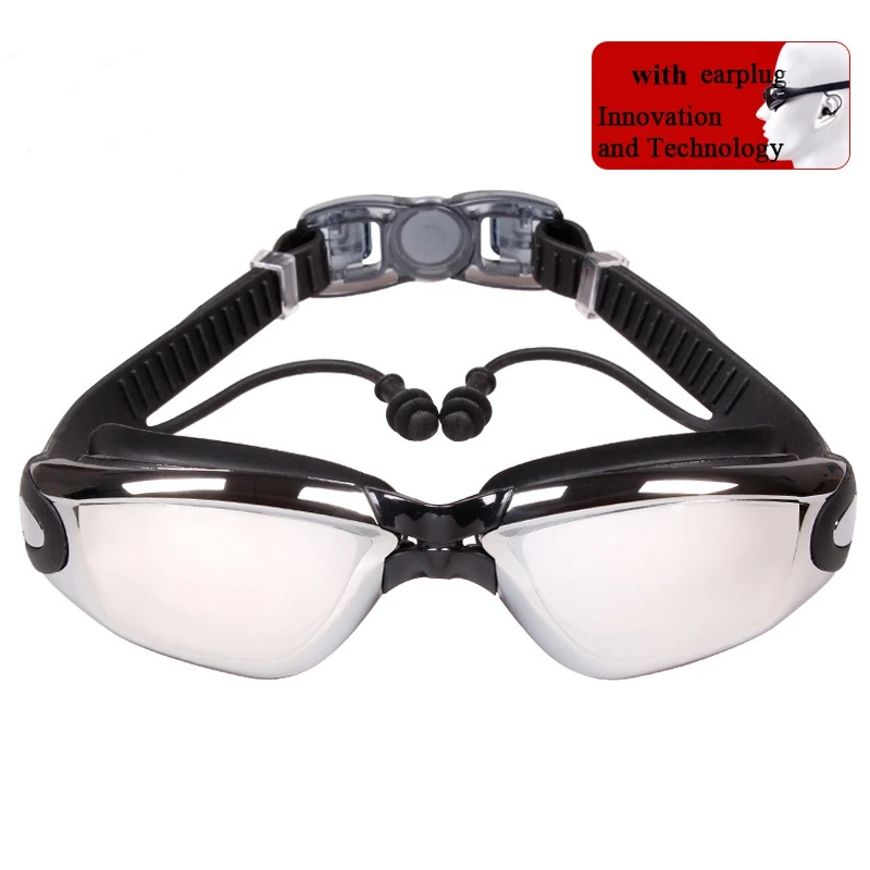 Electroplating Anti-UV Waterproof Swim Eyewear Anti fog Diving Glasses Gafa Adjustable Swimming Goggles Women Men