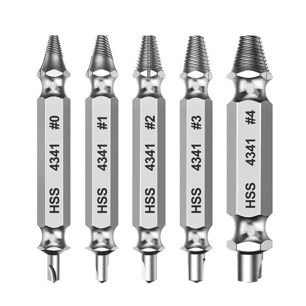 5 Pcs/set Damaged Screw Extractor Drill Bit Set Stripped Broken Screw Bolt Remover Extractor Easily Take Out Demolition Tools