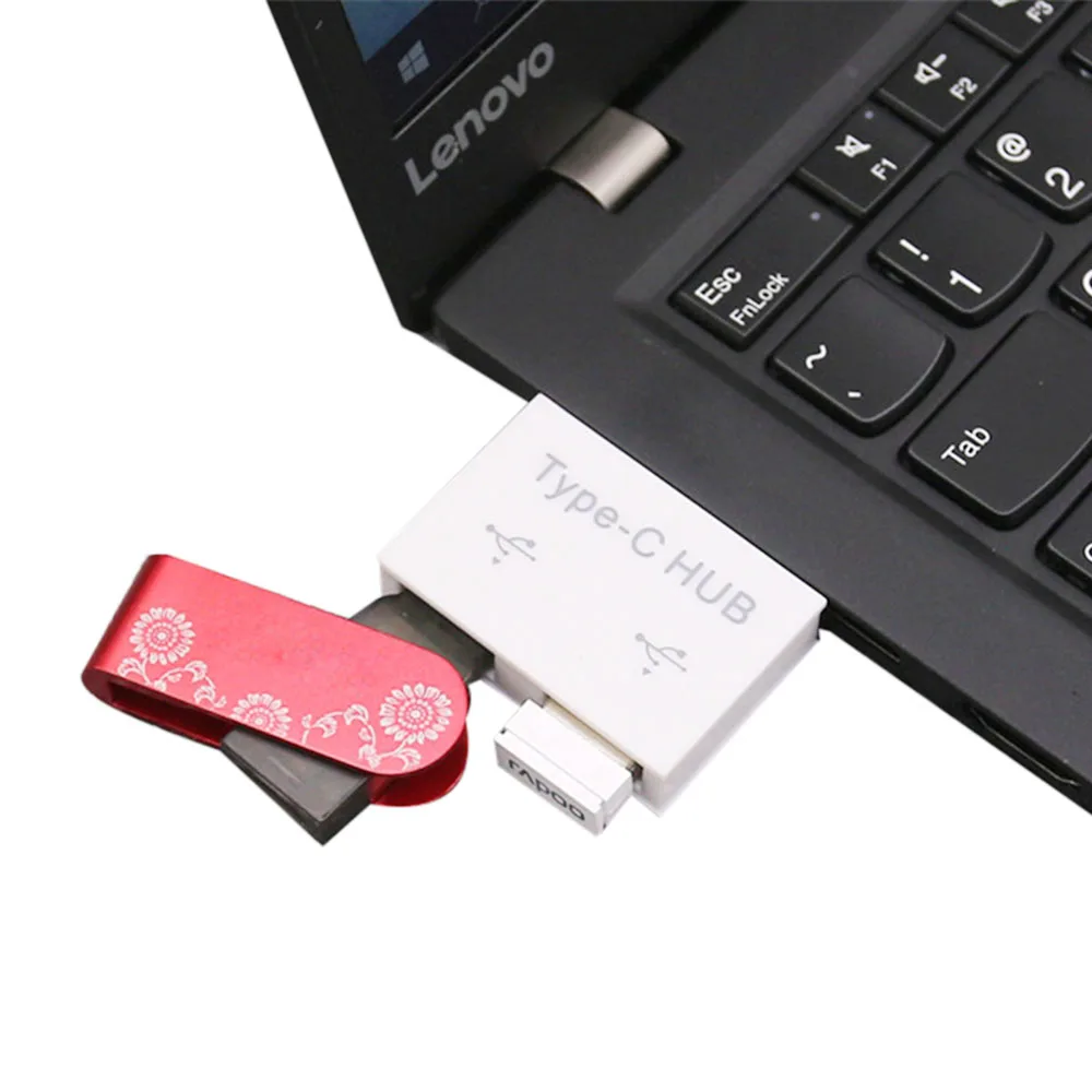 Тип с разъемами типа C и USB разъем переносной USB3.1 Тип-C 2 Порты и разъёмы Разветвитель USB 3,0 OTG концентратор Пластик адаптер для сотового телефона ПК планшетный компьютер