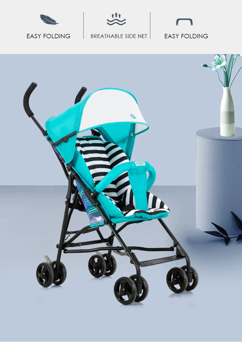 Светильник VIKI, вес 5 кг, детская коляска, портативный зонт, коляска, светильник, для путешествий, коляска, удобная, легко складывается, детская коляска