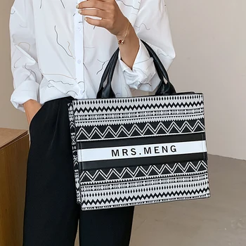 

Fashion Designer Ladies Canvas Handbags Tote Bags Luxury Female Large Capacity Messenger Bags High Quality Ladies Shoulder Bag