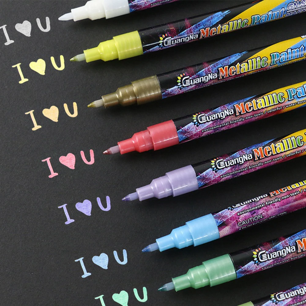 

6/12/18/24 Colors Extra Fine Point Metallic Marker Pens Set Acrylic Paints DIY Graffiti Painting School Art Supplies
