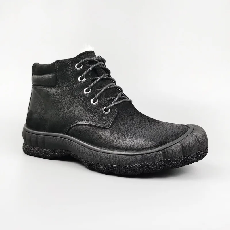 

2019 Winter plus Velvet Warm Cotton Boots Genuine Leather Pure Wool MEN'S Leather Boots Thick Bottomed Comfortable Casual MEN'S