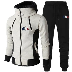 2021 inverno nova chegada dos homens jaquetas de zíper duplo e calças jogger alta qualidade espessamento quente com capuz longsleeve outfits