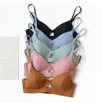 

Wireless Threaded Cotton Bra with Pad Inserts Cross Straps Girl Bra Underwear Women Lingerie Bralette Soft Comfortable
