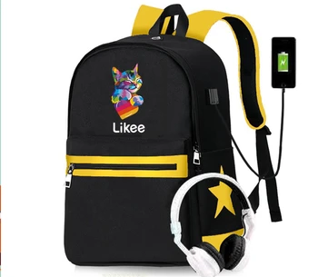 

2020 Hot Likee Backpack Women USB Charging LIKEE Video App Laptop Backpack Teenage School Bags Girls Students Mochilas