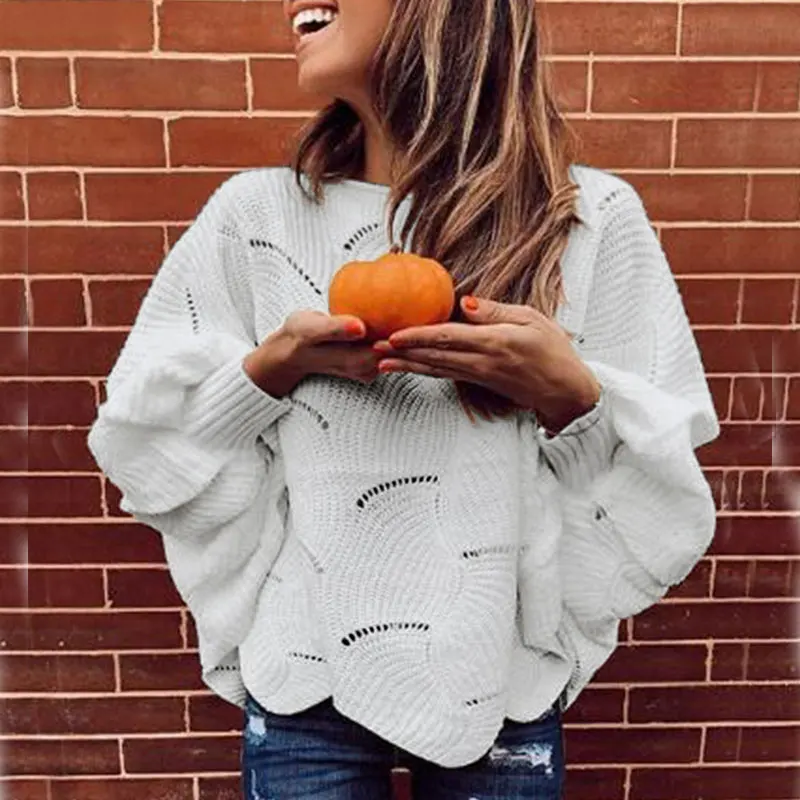 

2019 New Acrylic Solid Stripe Women Lady Sweater Four Colors Winter Autumn Sweater