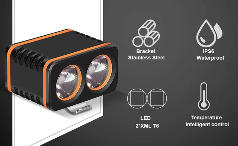 EBUYFIRE D02 USB Bicycle light 2xT6 800LM 4mode LED Bike Usb HeadLight With 2*Orings(NOT Including Battery