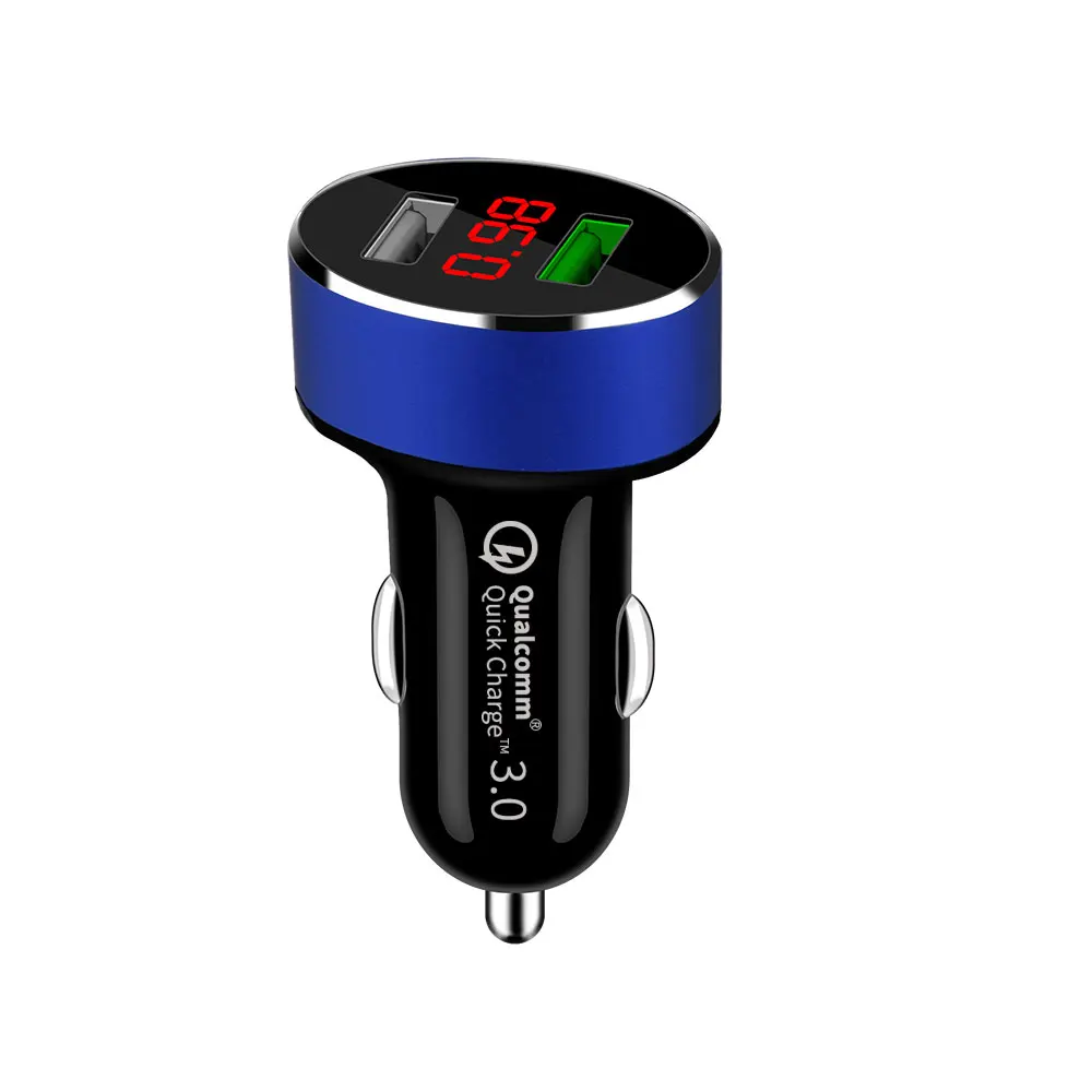 DSYCAR 1 шт. QC 3,0 универсальное автомобильное зарядное устройство с двумя usb-портами, мини зарядное устройство для быстрой зарядки, светодиодный дисплей для всех устройств IOS Android Smart