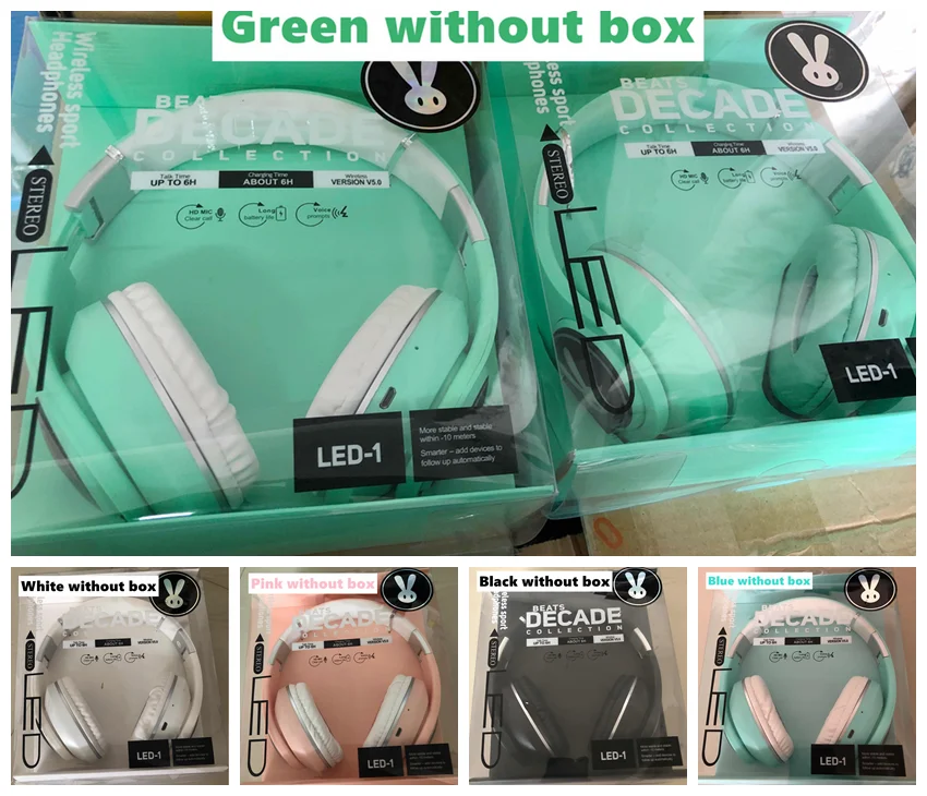 Foldable LED Rabbite Bluetooth Kids Headphone With Microphone Cute Girls Wireless Music Helmet For iphone Android Xiaomi Gift