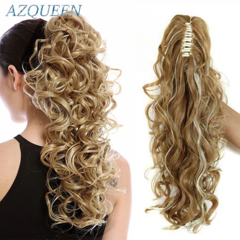 AZQUEEN Synthetic Long Thick Wave Pony Fiber Claw Clip Wavy Ponytail Extensions Clip In Hair Extensions For Women