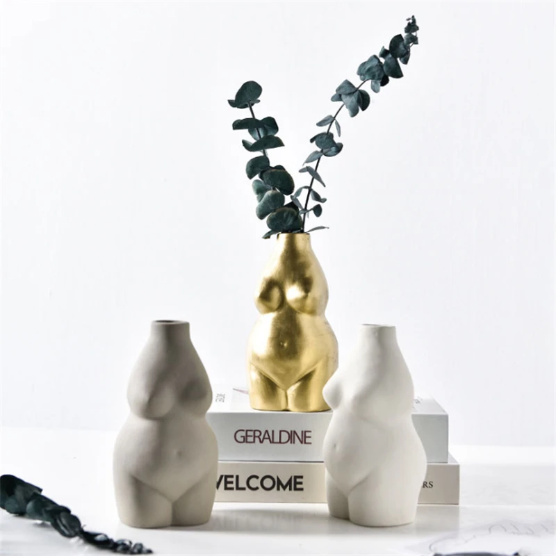 

Ceramics Art Female Nude Body Manual Tabletop Ceramic Vase Abstract Vase Flower Pot Home Living Room Accessories Flower Vase