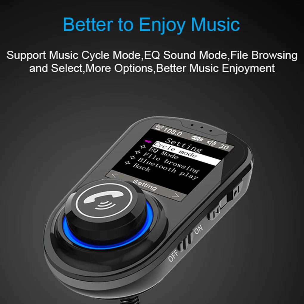 Автомобильный беспроводной fm-передатчик 1,8 дюймов HD цветной экран Hands-free Bluetooth 5,0 MP3-плеер для зарядки телефона