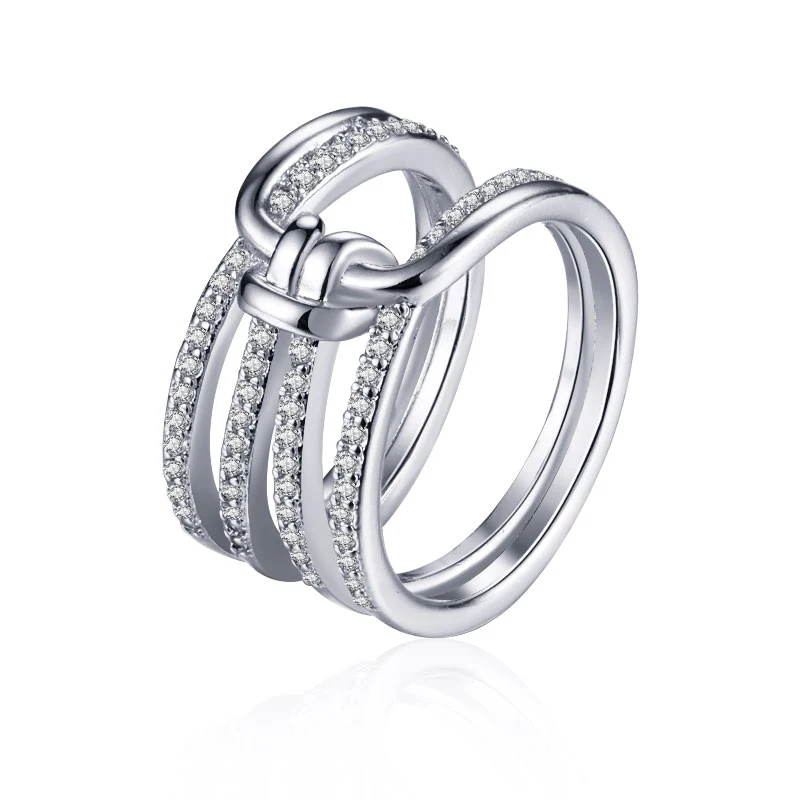 silver MAIKALE, роскошные кольца с кубическим цирконием для женщин, золото, серебро, циркон, CZ, многослойное кольцо, набор, обручальное кольцо, модное ювелирное изделие - Цвет основного камня: silver