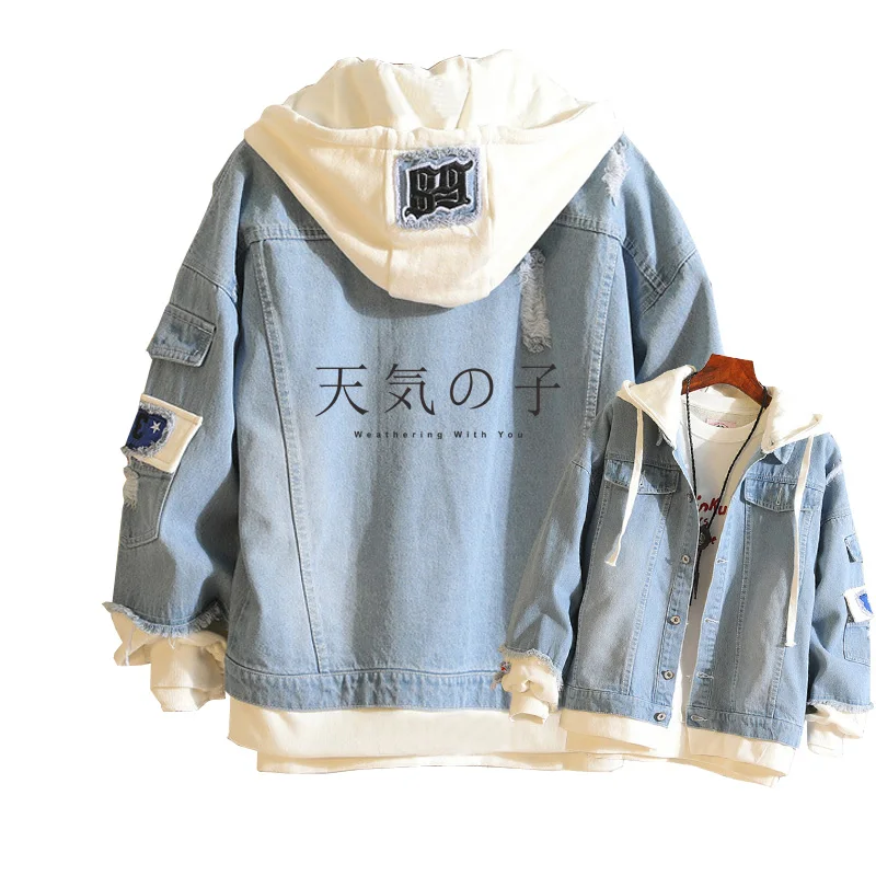 Weathering with you аниме ветровка Tenki no Ko женские толстовки джинсовая куртка Осенняя толстовка с героями мультфильмов Harajuku уличная одежда - Цвет: 1