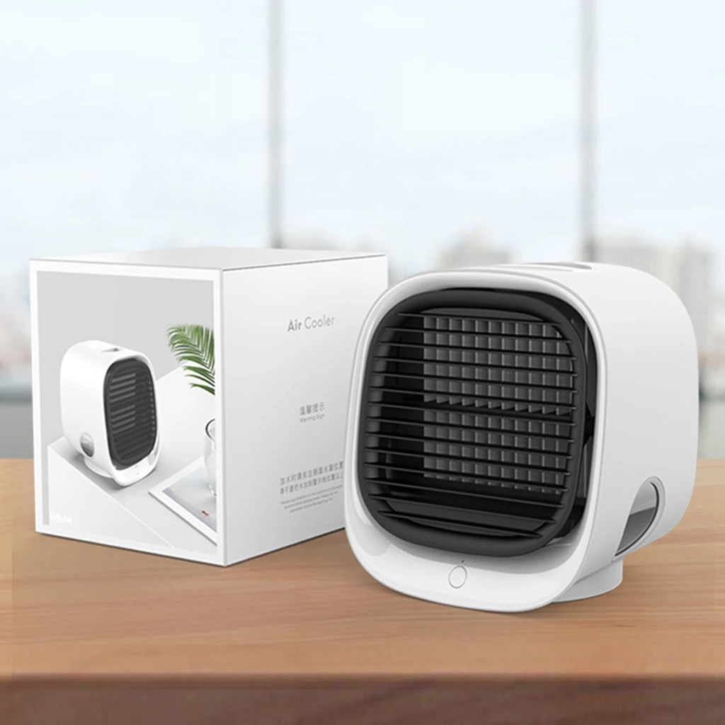 USB Mini Desktop Air Conditioner with Night Light Water Cooling Fan Humidifier Purifier Multifunction Summer Air Cooling Fan