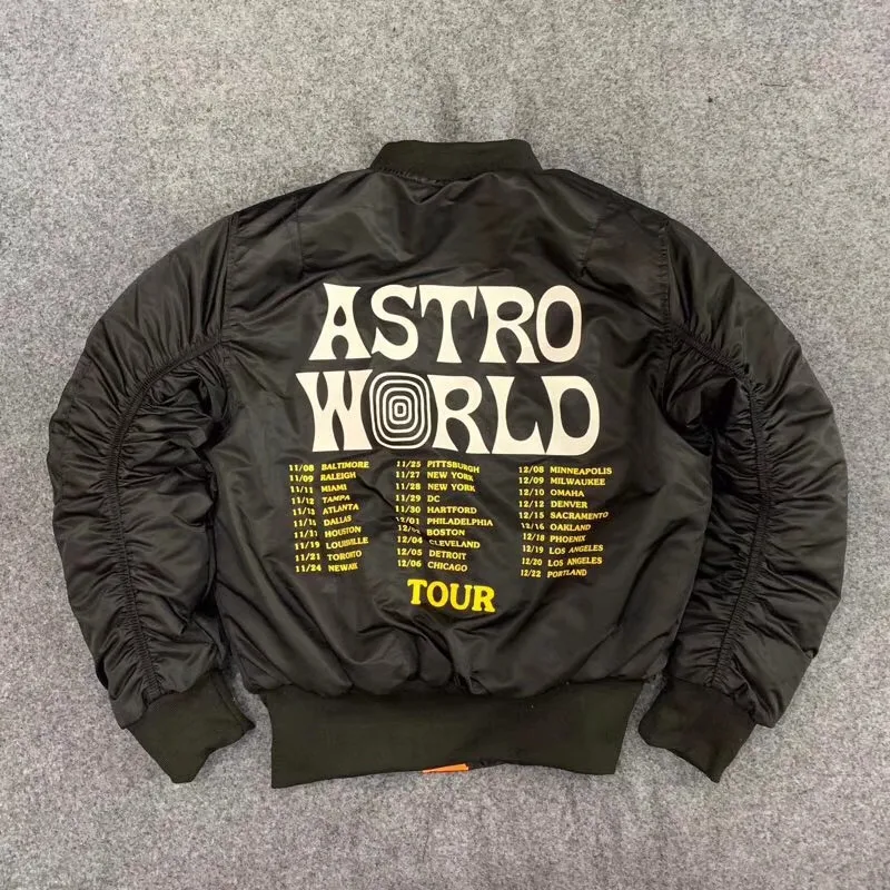 Трэвиса Скотта бомбардировщик Astroworld куртка мужская 1:1 высокое качество MA 1 пальто