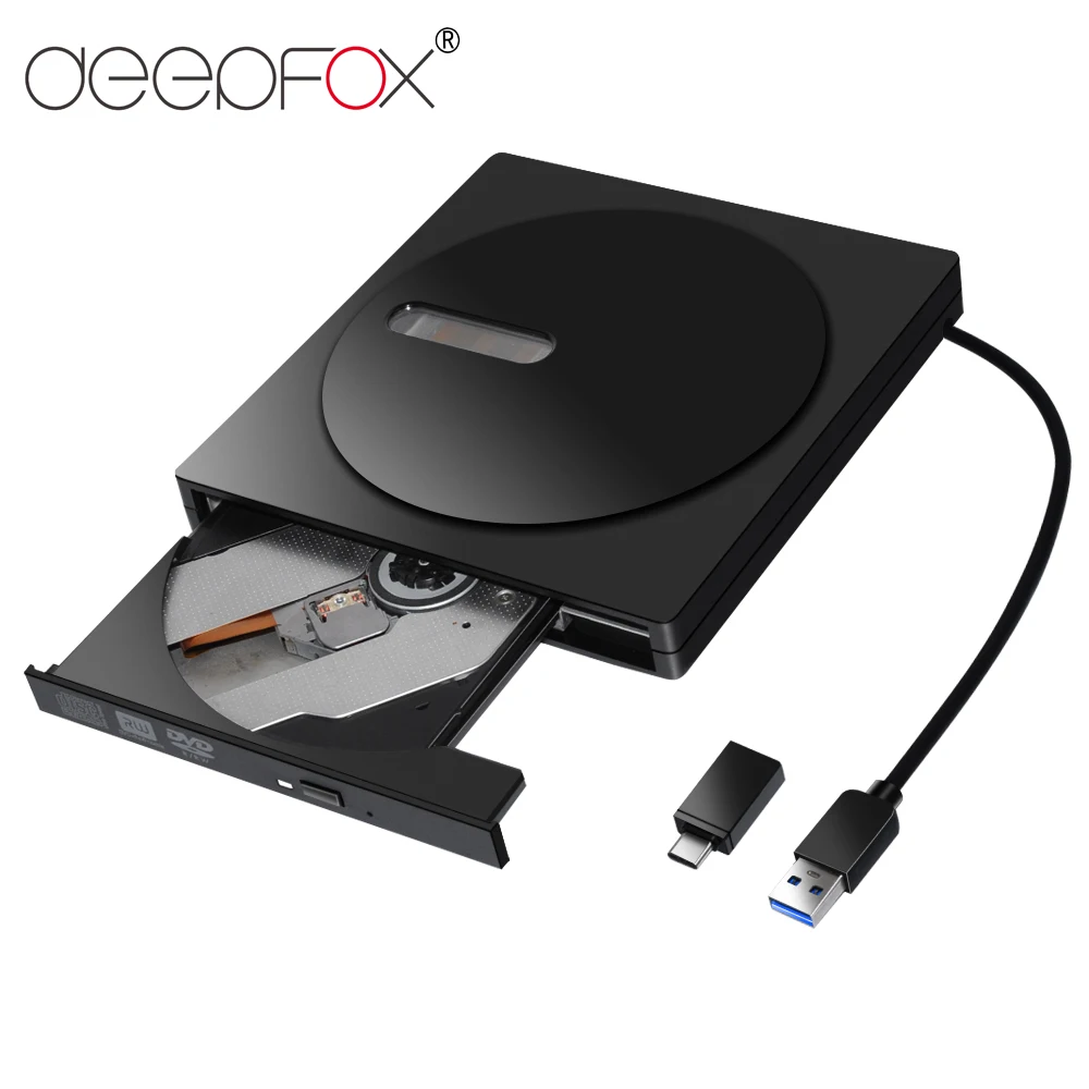 Deepfox Портативный внешний External DVD-RW Тип C и USB3.0 CD Проигрыватель DVD ROM привод писатель перезаписывающая горелка для MacBook Air/Pro ноутбук