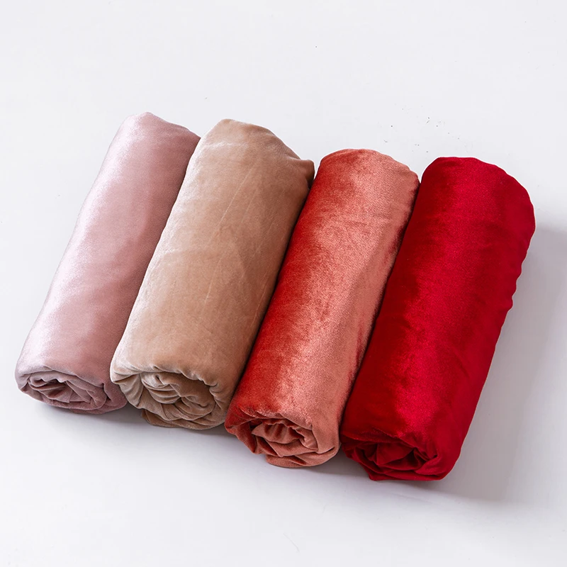 

polyester Cotton Elastic Velvet fabric Korea Pleuche Knit Material For Sports Suit Stretch flannel cloth DIY Handmade patchwork