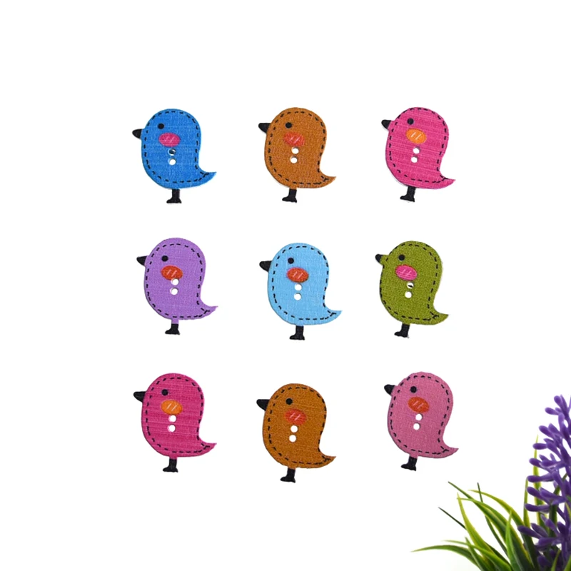 Muilt деревянные пуговицы для шитья с животными, скрапбукинг, ремесло, одежда для рукоделия, поставка, 2 отверстия, цвет в случайном порядке, 5-30 мм, новинка, 50 шт - Цвет: Colorful chicken