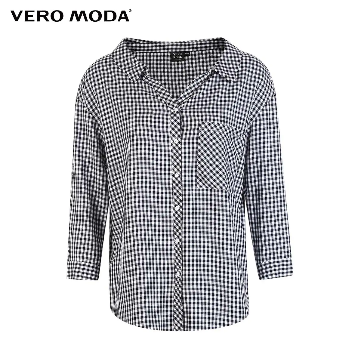 Vero Moda Женская свободная рубашка в клетку с 3/4 рукавами | 318331526