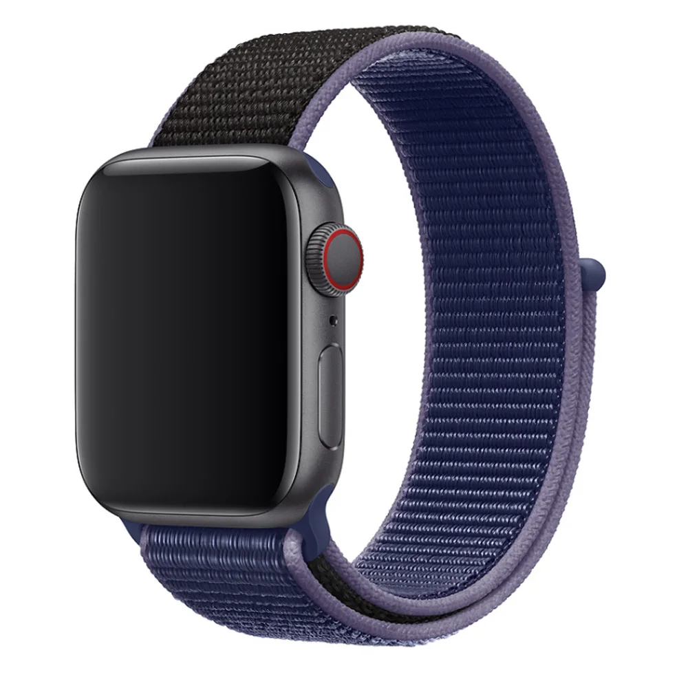 New midnight blue Светильник со светоотражающим браслетом, спортивный ремешок для Apple Watch, 44 мм, 42 мм, 40 мм, 38 мм, нейлоновый ремешок для iwatch, серия 5, 4, 3, 2, 1 - Цвет ремешка: New midnight blue