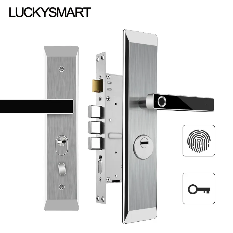 Дверной смарт замок LUCKYSMART с Биометрическим распознаванием отпечатков пальцев и