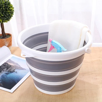 

10L Foldable Portable Bucket Basin Outdoor Tourism Bucket Camping Car Wash Bucket Folding Round Silicone Basin Bathroom Supplies