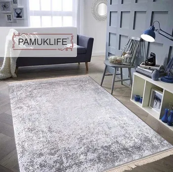

Pamuklife Artificial Leather Based Non Slip Base Carpet Vera Silver Modern Super Soft Carpet Washable Daily Fashion Style