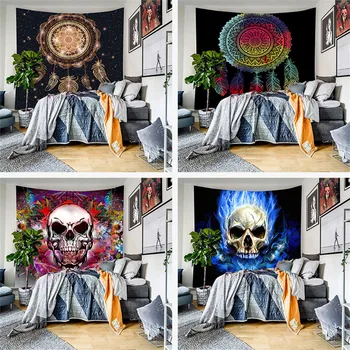 

Latest style Skull tapestry Wall Hanging Phase Change Tapestries Bedroom Decor Bedspread Throw Cover Wall Decor new-W3-06