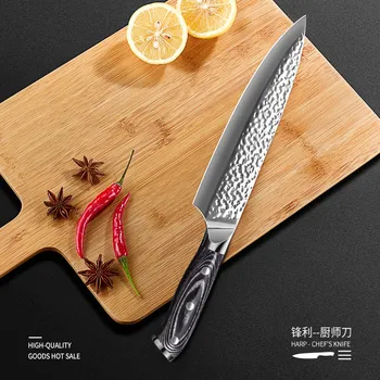 

4116 hammer grain stainless steel 8 inch chef knife multi-purpose knife meat cleaver kitchen knife
