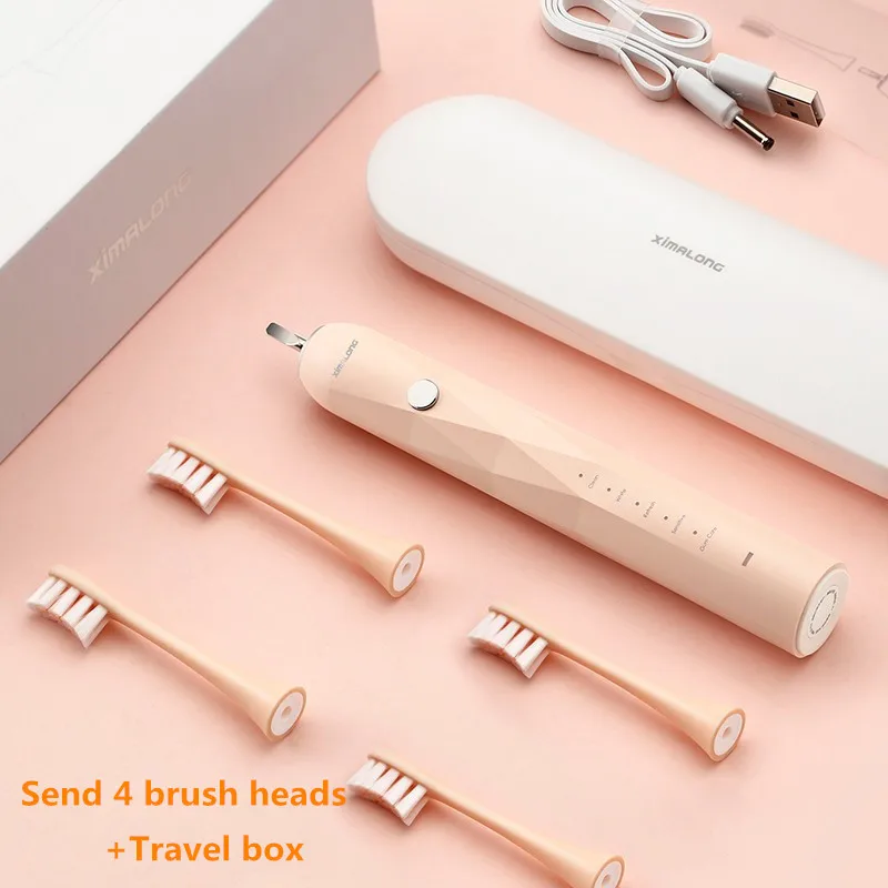 

Ximalong-U2 Sonic Electric Toothbrush wibrator Send 4 brush heads 5 intelligent modes USBchargeable Adult Waterproof IPX7