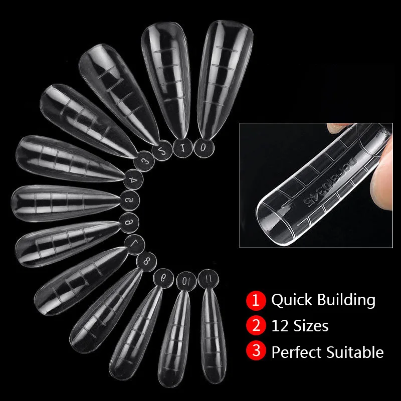 120pcs Artificial Almond Stiletto Dual Form Fake Nail Tips Poly The Gel Extension Acrylic Coffin False Nail Mold Storage Box fake nails fake nail forms nail tips false nail forms false nails false nail tips