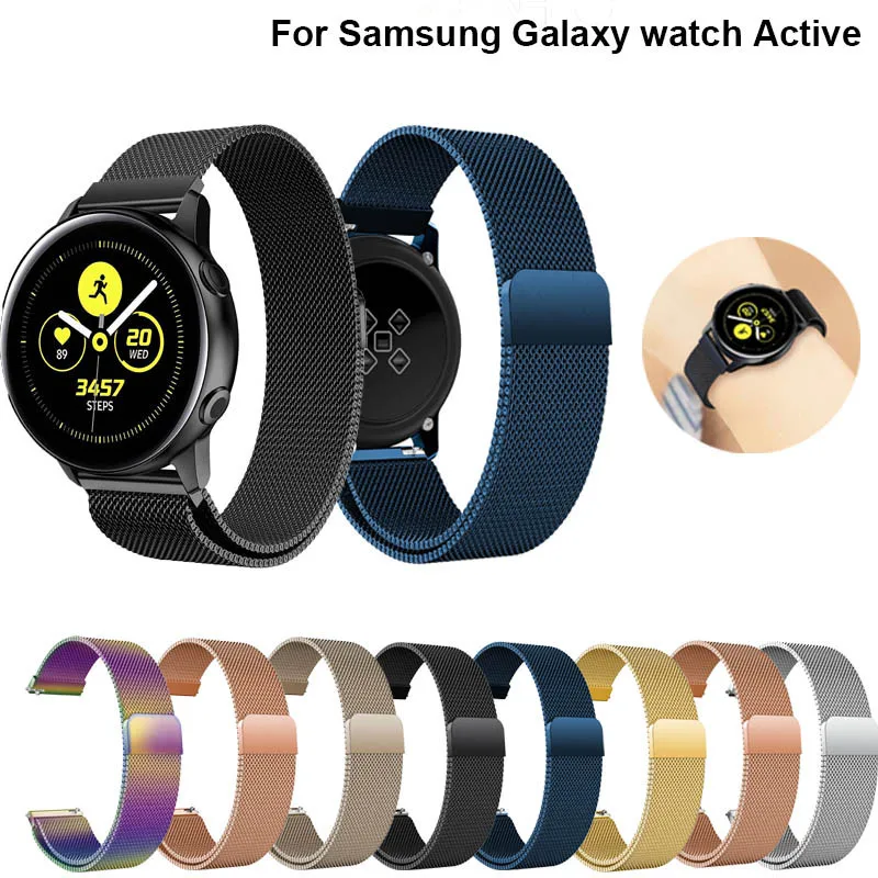 Ремешок из нержавеющей стали для samsung Galaxy Watch Active 2 40 мм 44 мм ремешок Миланский Браслет на петле 20 мм браслет для активных 2 полос