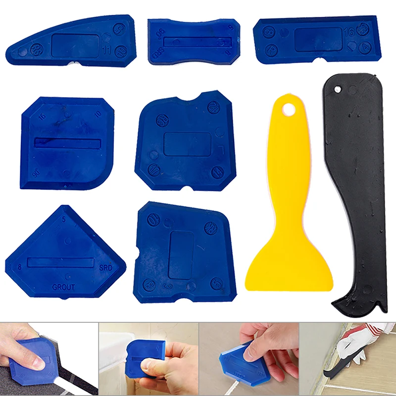 

4/5/9pcs Door Silicone Sealant Spreader Spatula Scraper Cement Caulk Removal Tool Kit Window Caulking Finishing Sealant Grout