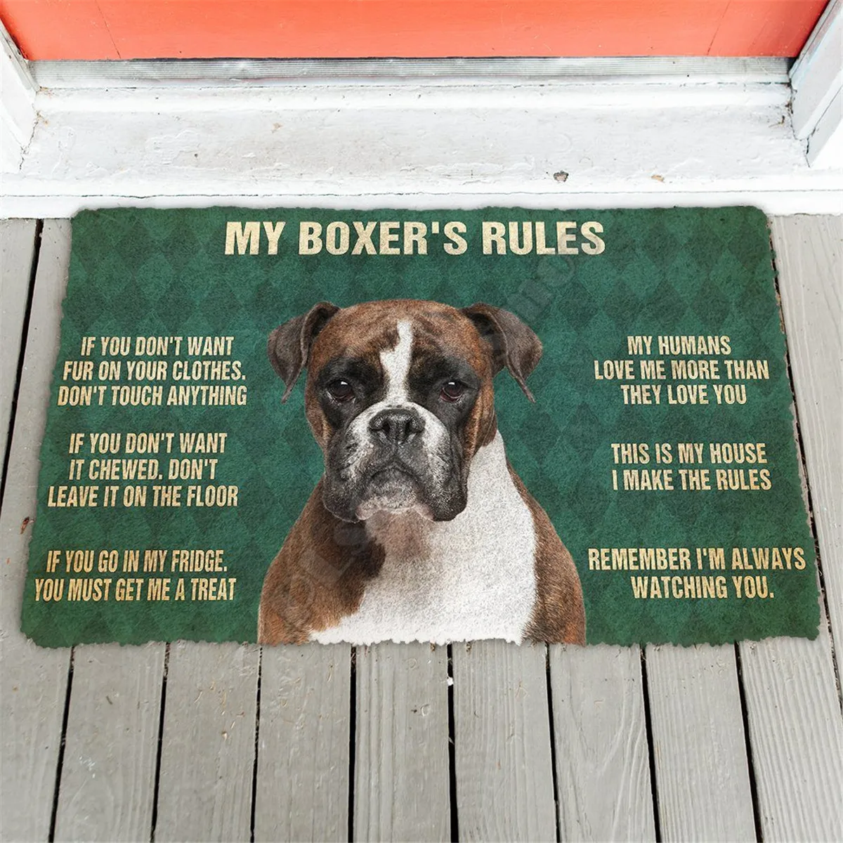 

3D напольный коврик My Boxer's Rules, нескользящий дверной напольный коврик с принтом, декоративный коврик для крыльца