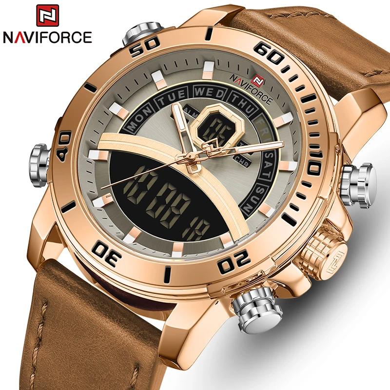 

NAVIFORCE Luxury Brand Military Watches Men Leather Waterproof Quartz Wristwatch Chronograph Clock Male Fashion Sports Watch