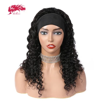

Natural Wave Headband Wig Human Hair Wigs For Women Ali Queen Hair Glueless Scarf Wig Brazilian Remy Hair With 180% Density