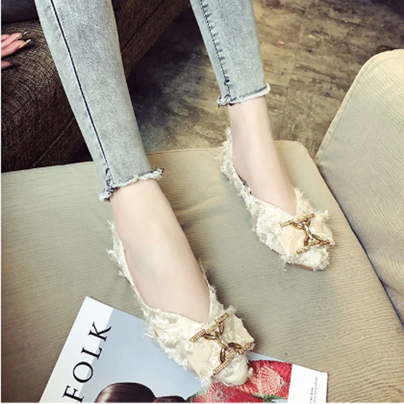 Women's flat shoes women's casual shoes women's small white shoes women's pointed shallow flat shoes beans shoes women's shoes