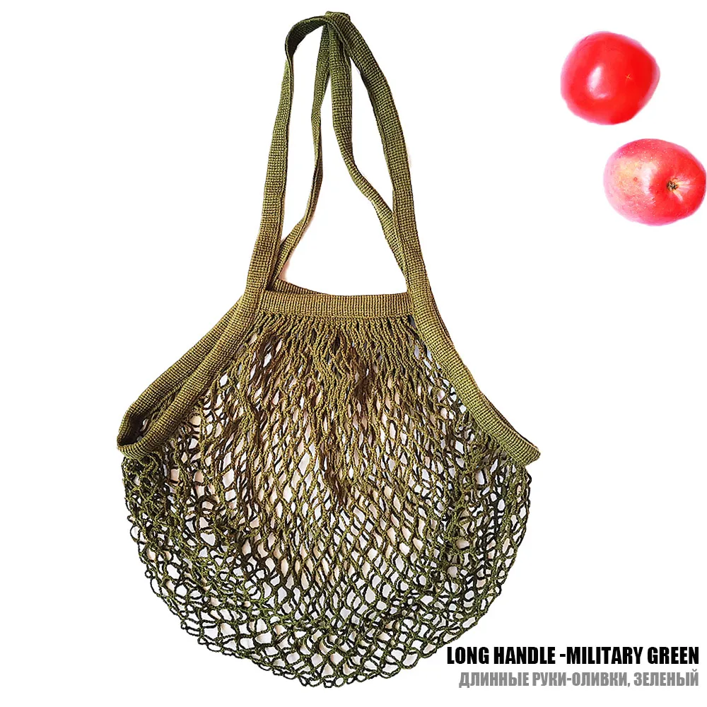 Хозяйственная сумка из хлопчатобумажной сетки, эко-сумка, сумка для покупок многоразового использования, Сетчатая Сумка, Экологичная хозяйственная сумка, сумка-тоут, Хлопковая Сумка - Цвет: Minitary