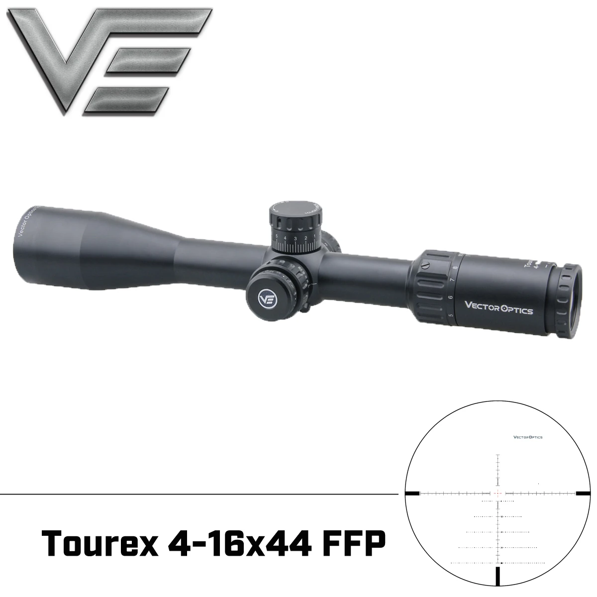 

Vector Optics Tourex 4-16x44 Tactical scope Zero Stop Turret 1/4 MOA 30mm Monotube Min 10 Yds Side Focus Fit for .308 Win .338