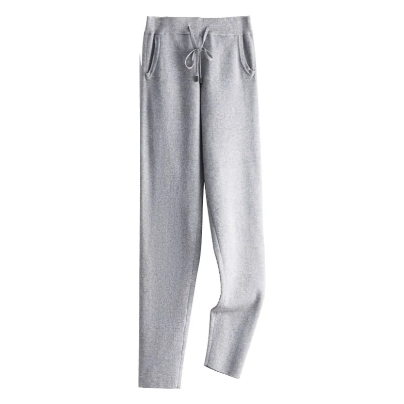 Pants Women Special Offer Wool Microfiber Pants For Women Boutique Cashmere Knit Casual Female New Wild High Waist Slim