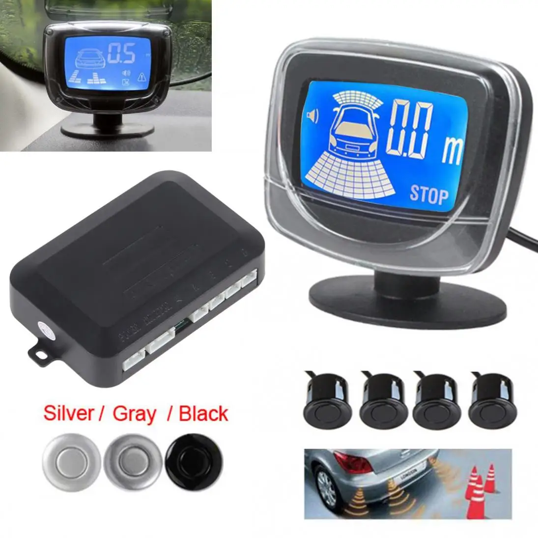 

Weatherproof LCD Car Parking Sensor Dual CPU Sytem Automobile Vehicle Sensor with Step-up Alarm LED Display
